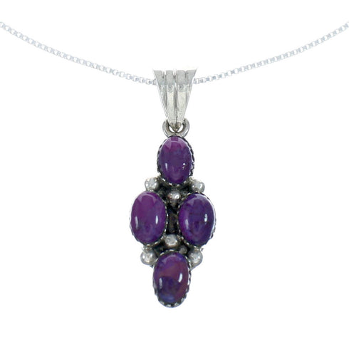 Southwest Magenta Turquoise Sterling Silver Box Chain Necklace Set JX129104